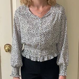 🌷3 for $25🌷Urban Kids, US 14-16, White & Black Leopard Print Long Sleeve Top